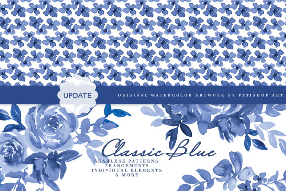Classic Blue Watercolor Floral Clipart: A Designer's Dream Freebie