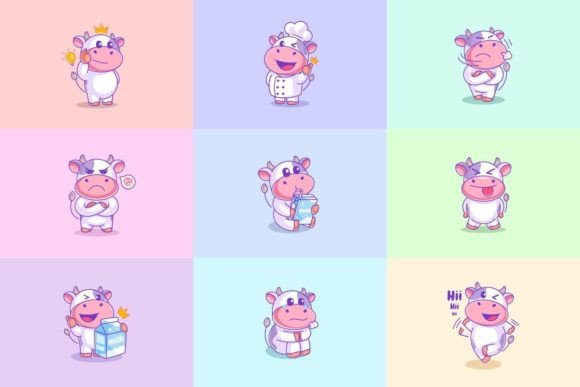 Cow Animal Cartoon Design Collection: A Creative Asset