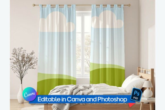 Curtain Textile Mockup: Present Your Designs with Real-World Elegance