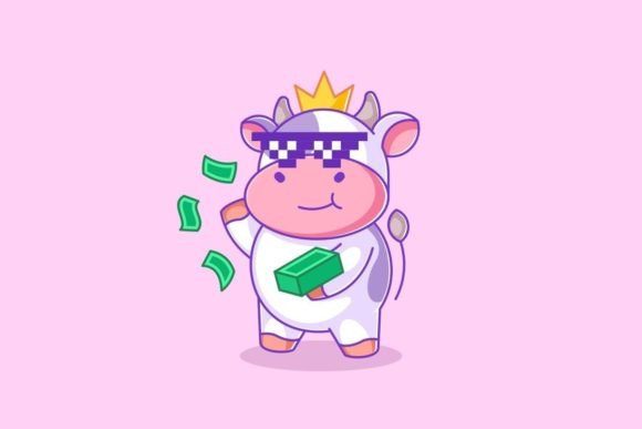 The Smart and Stylish King Cow Wearing Glasses Cartoon